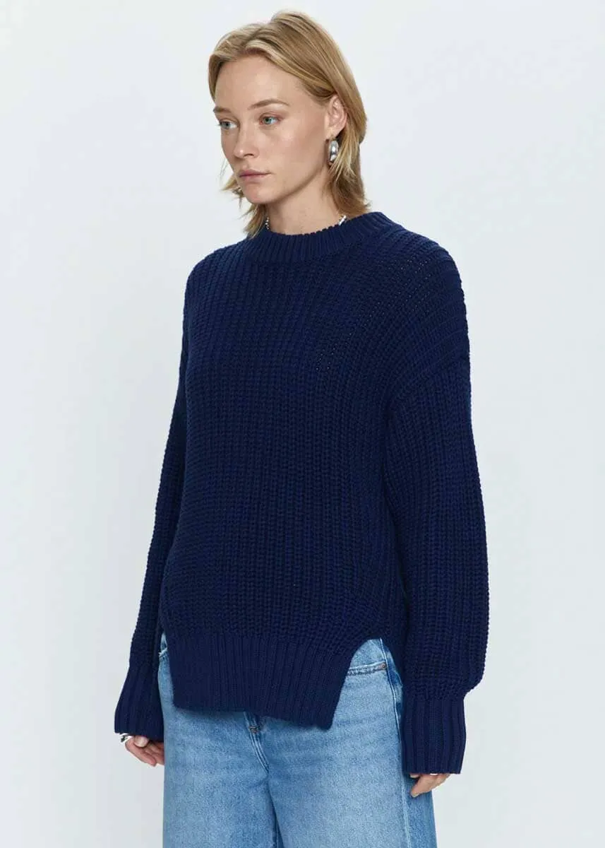 Helene Split Hem Sweater - Navy Sky