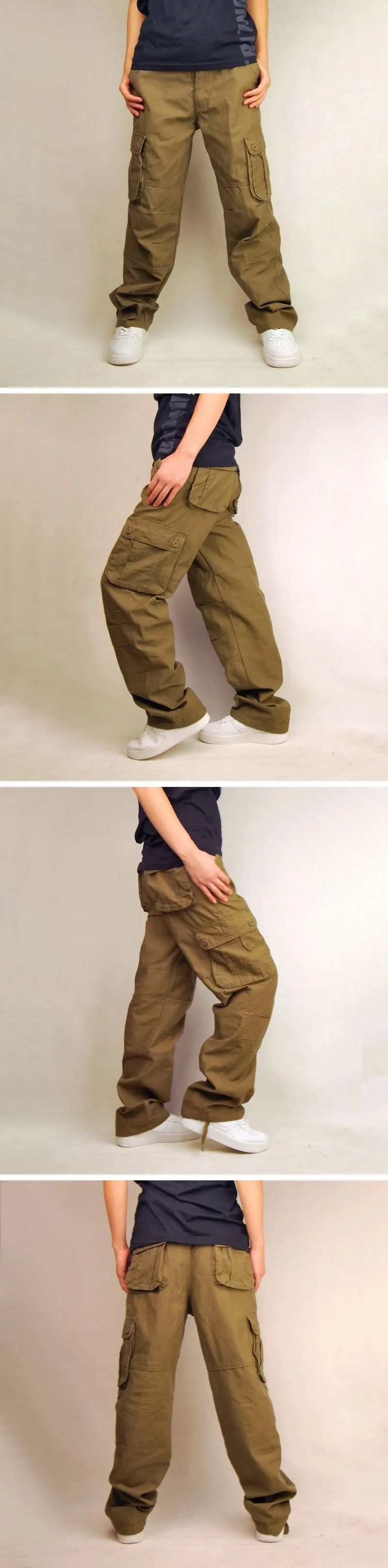 Hip Hop Casual Unisex Multi-pocket Cargo Pants Trousers Joggers