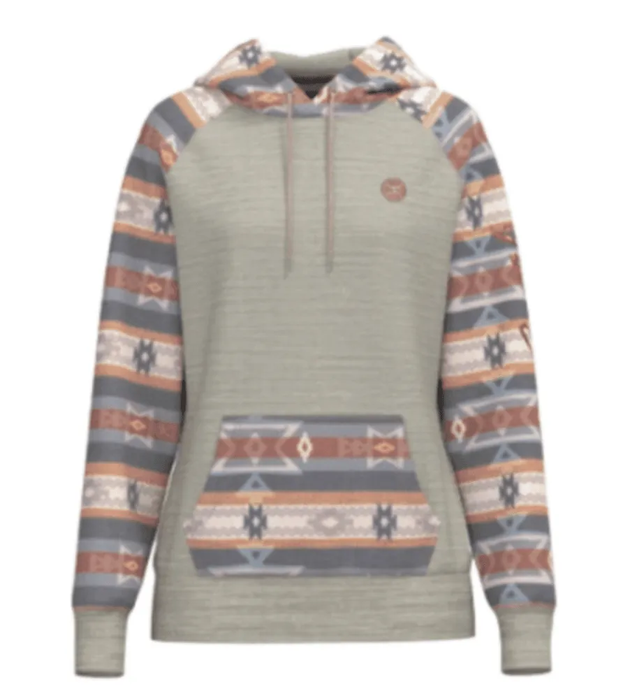 Hooey Girl's Summit Cream Space Dye Aztec Hoodie HH1198CRPK-Y