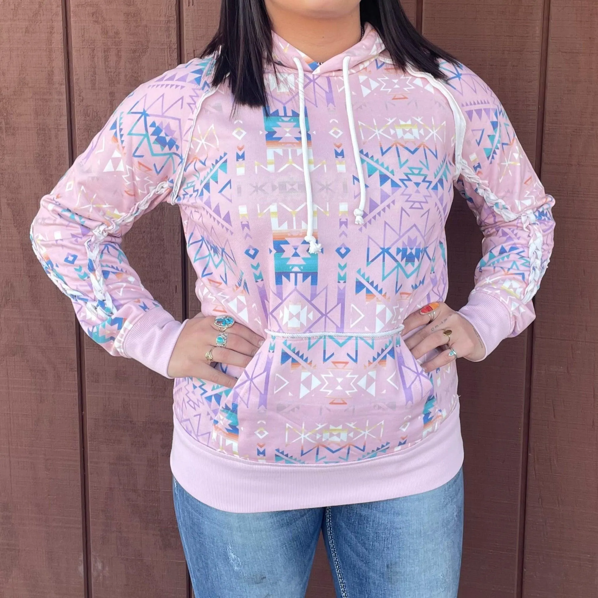 Hooey Women's Pink Aztec Hoodie HH1246PKAZ