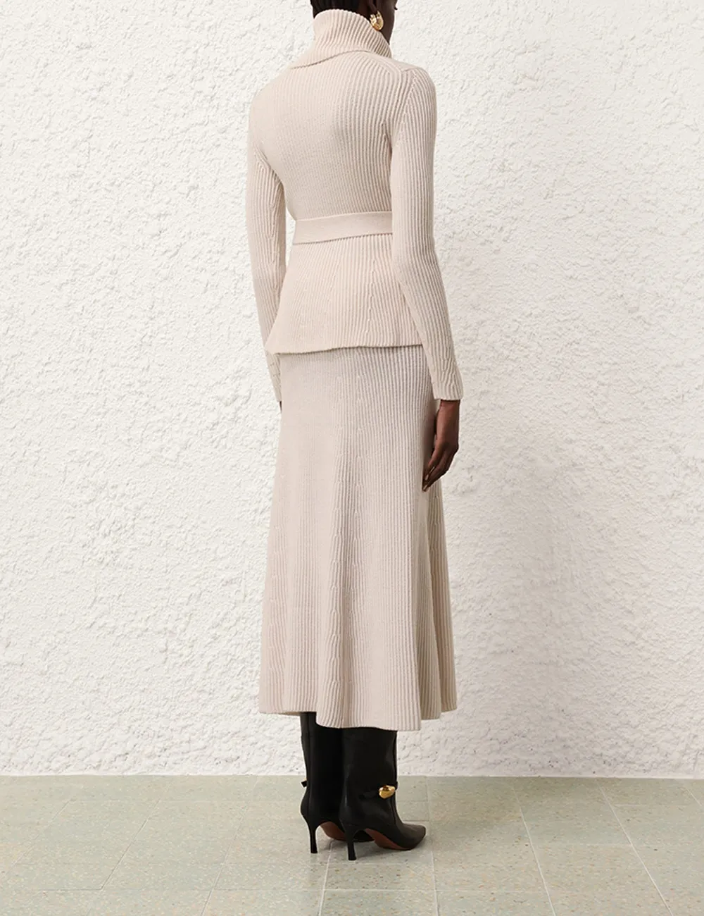 Illustration Paneled Rib Skirt