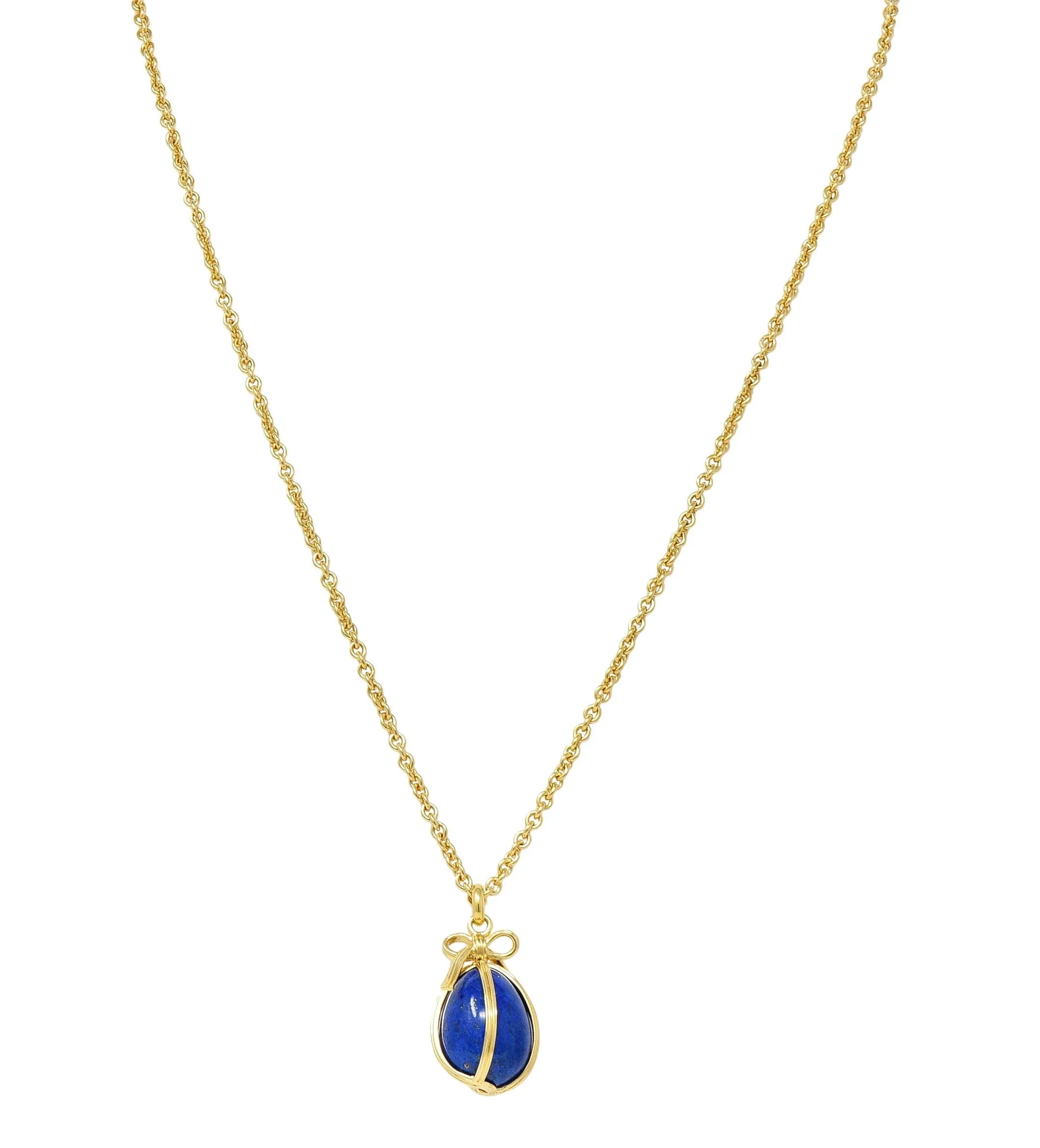 Jean Schlumberger Tiffany & Co. 1970's Lapis Lazuli 18 Karat Gold Egg Pendant Necklace