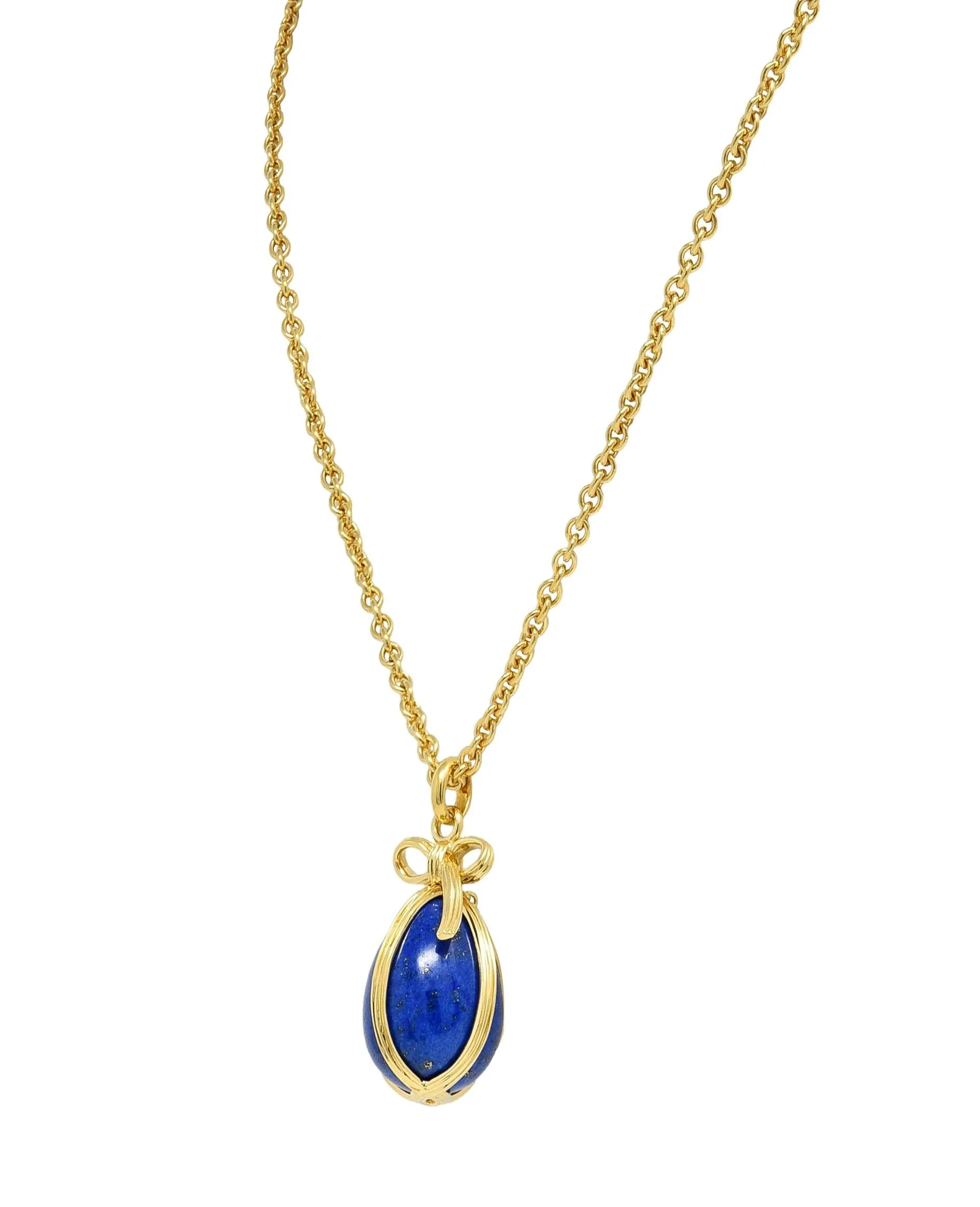 Jean Schlumberger Tiffany & Co. 1970's Lapis Lazuli 18 Karat Gold Egg Pendant Necklace