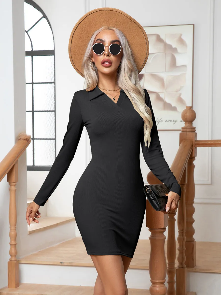 Johnny Collar Long Sleeve Mini Dress