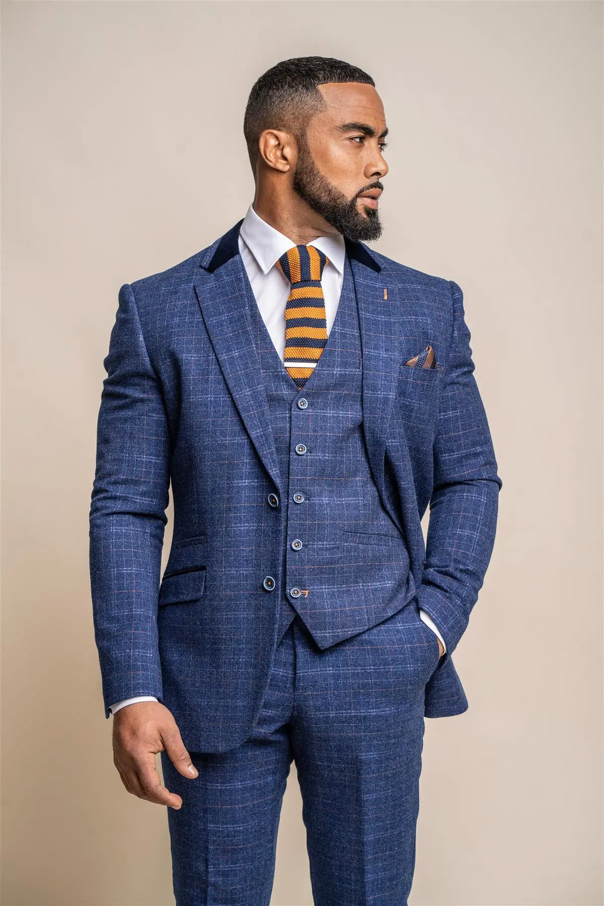 Kaiser Blue Tweed Three Piece Suit