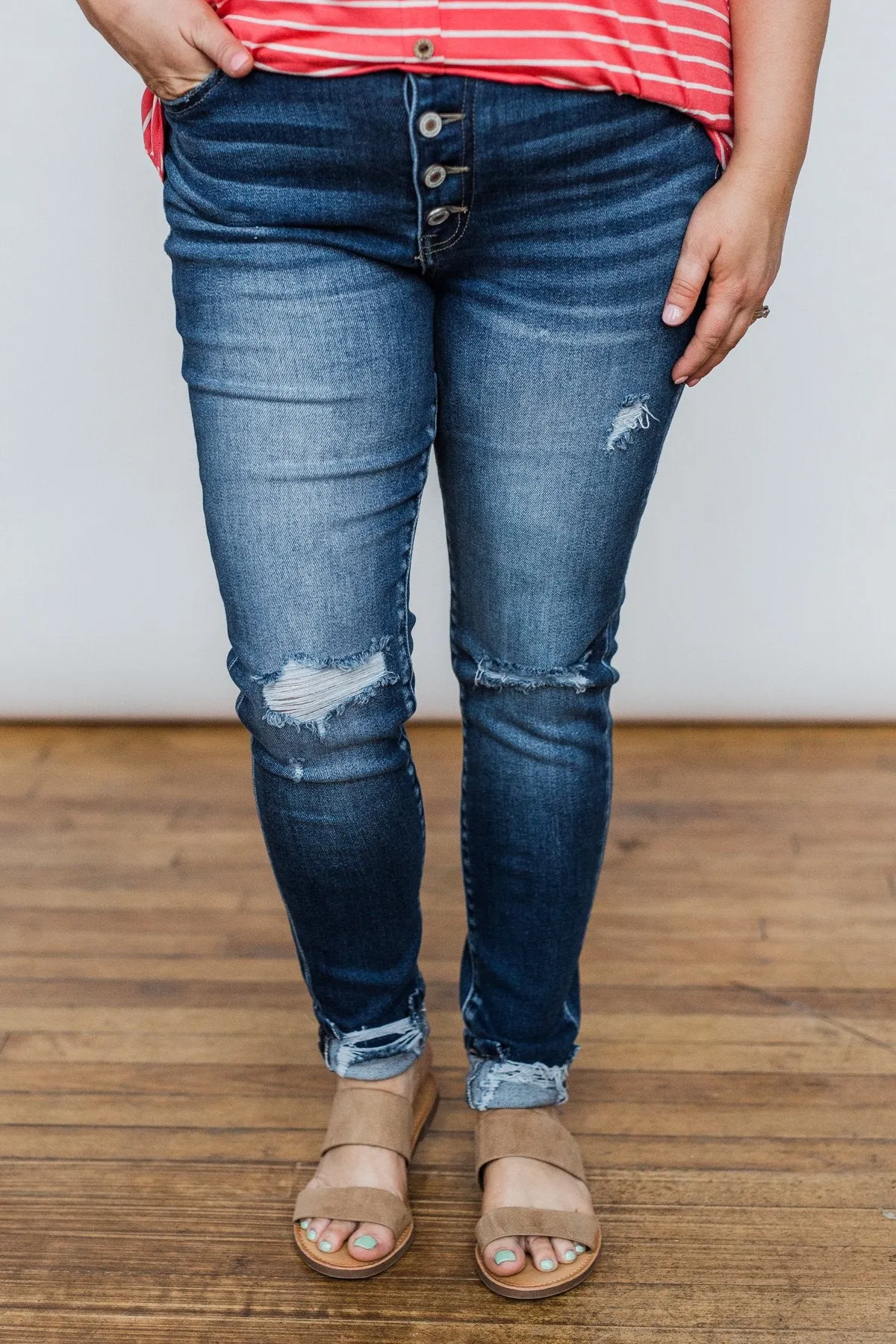 KanCan Button Fly Jeans- Melanie Wash