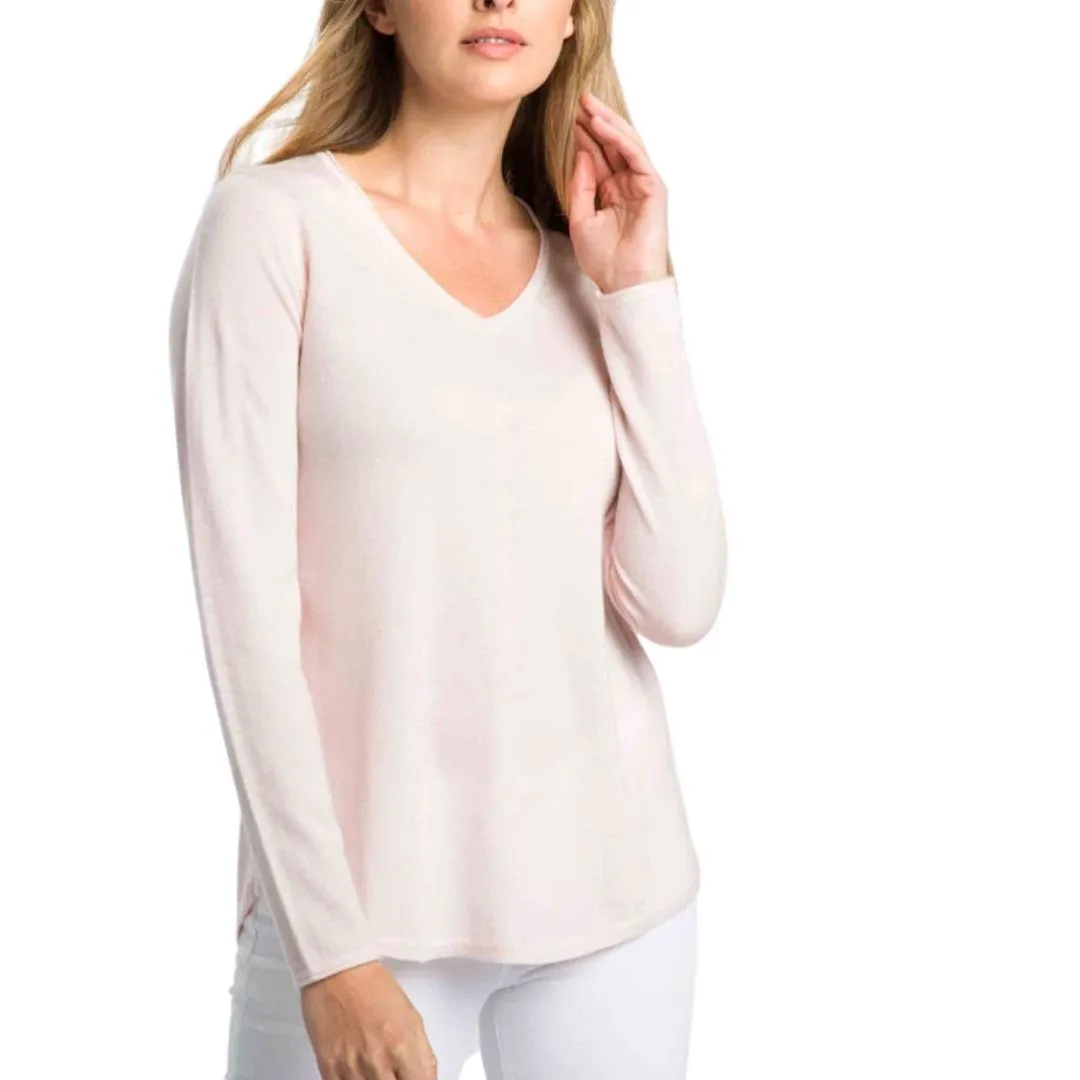 KINROSS CASHMERE - WORSTED ROUND HEM V-NECK