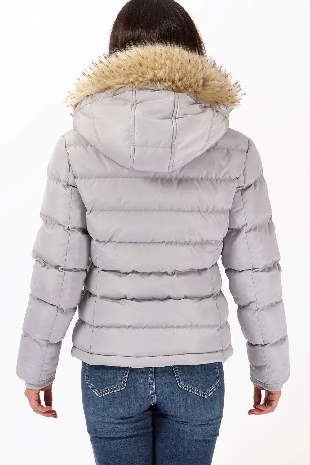 Liberty Faux Fur Hooded Bubble Jacket