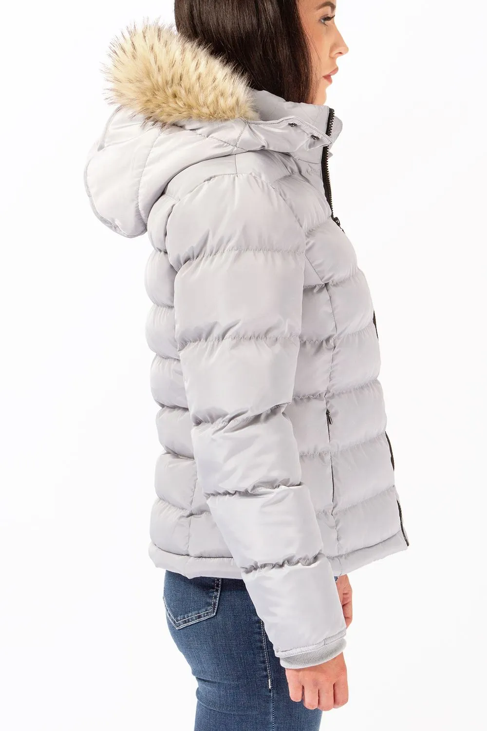 Liberty Faux Fur Hooded Bubble Jacket