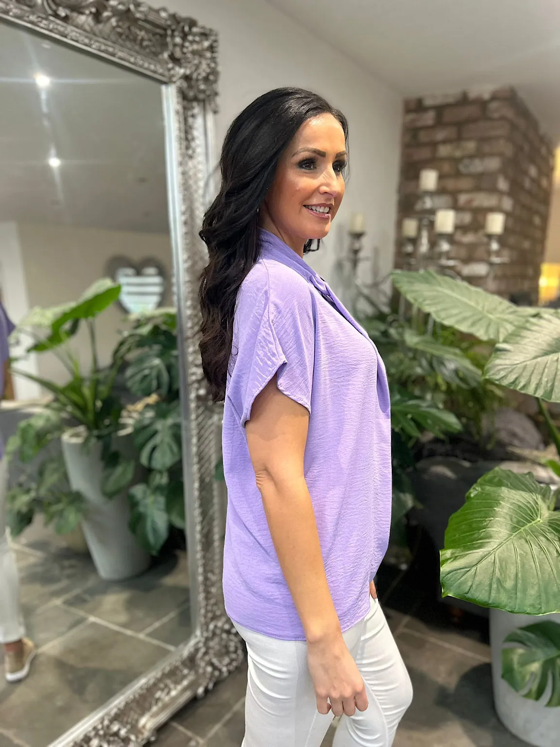 Lilac Hoop Fold Crepe Blouse Val