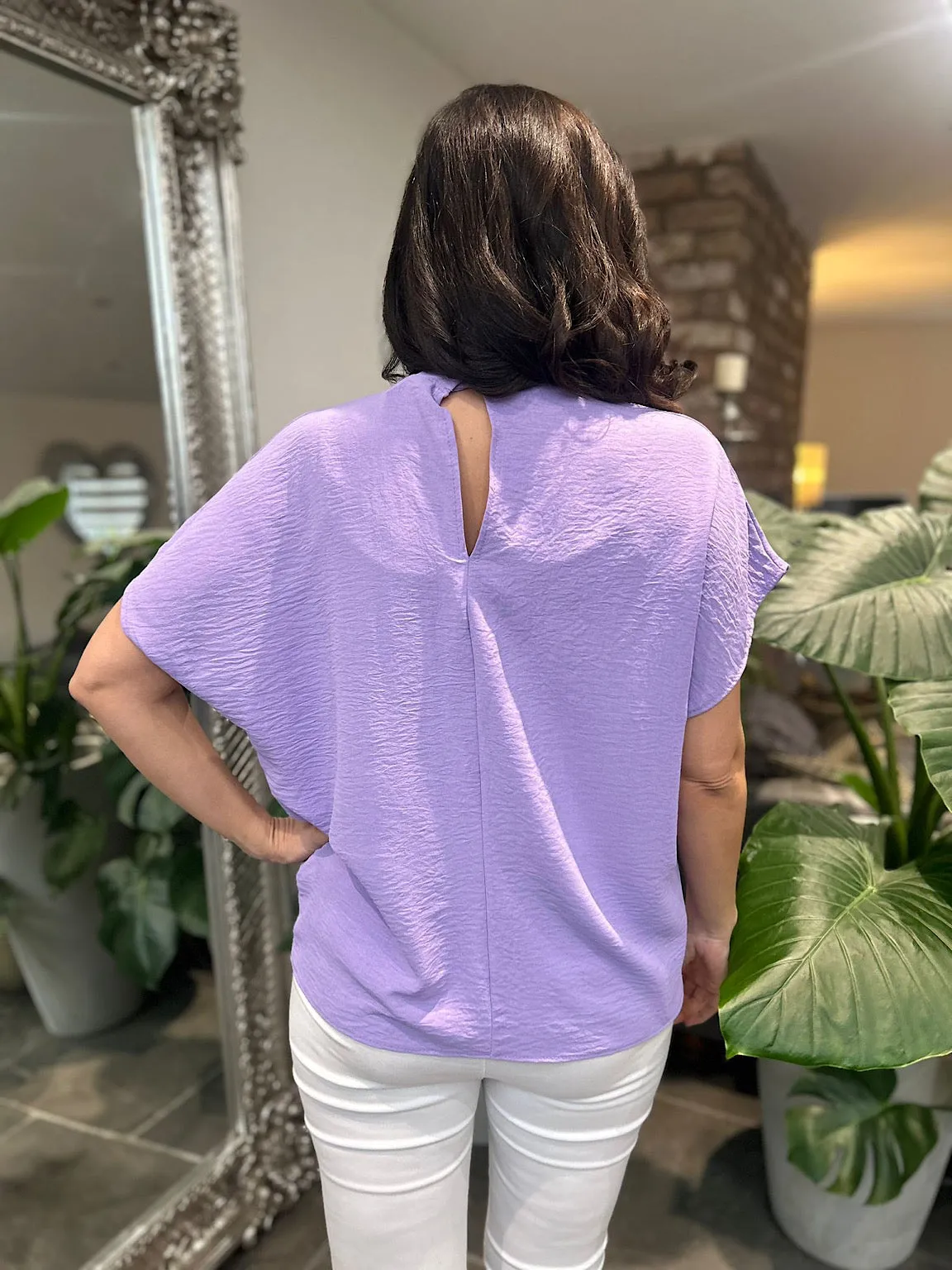 Lilac Hoop Fold Crepe Blouse Val