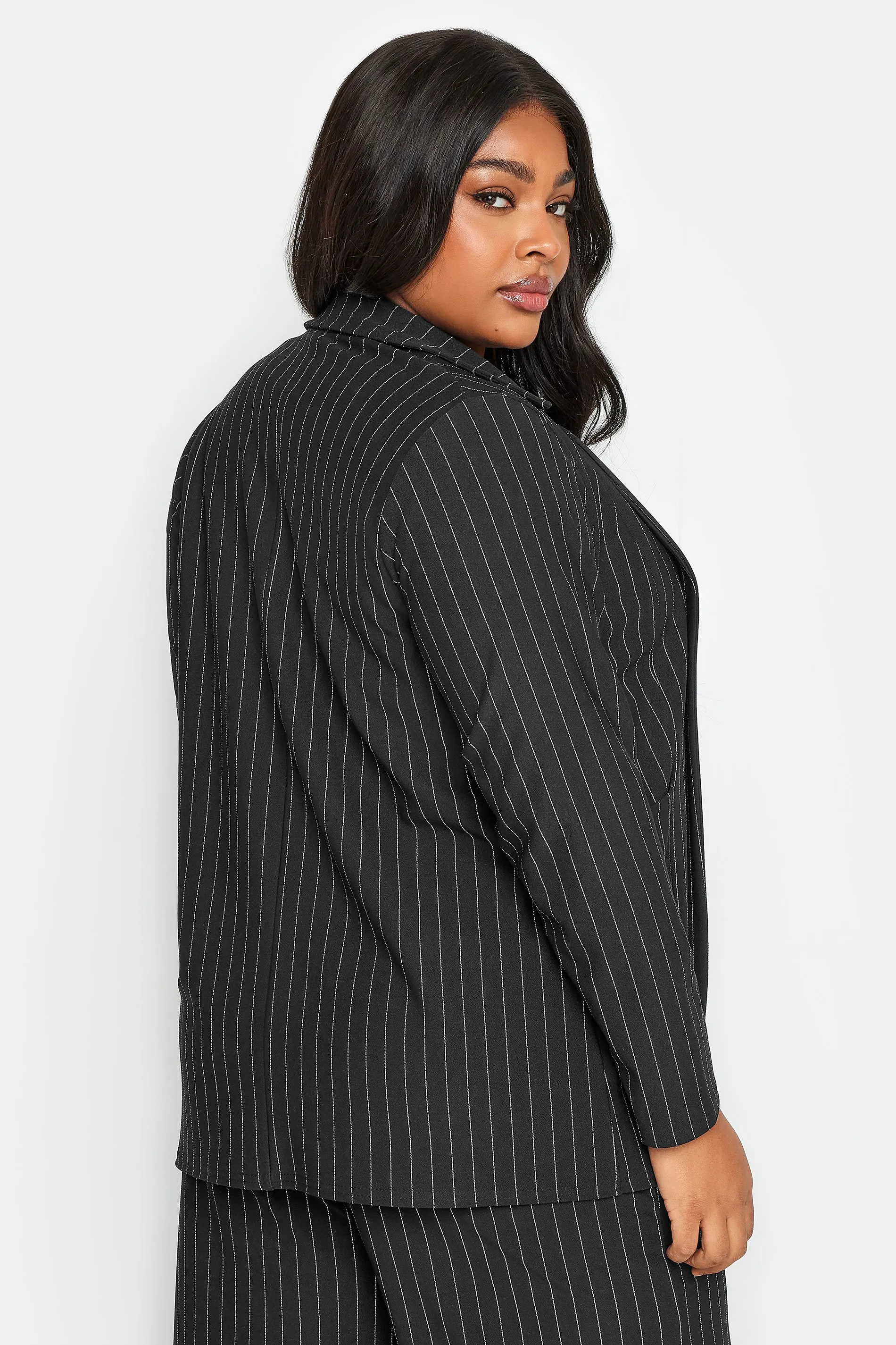 LIMITED COLLECTION Curve Black Pinstripe Pocket Blazer