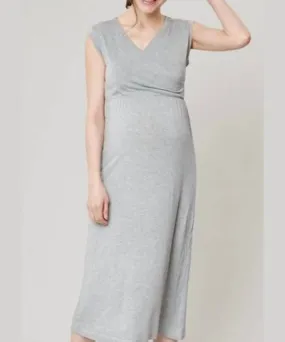 Liv Maternity Jersey Nursing Dress In Gray