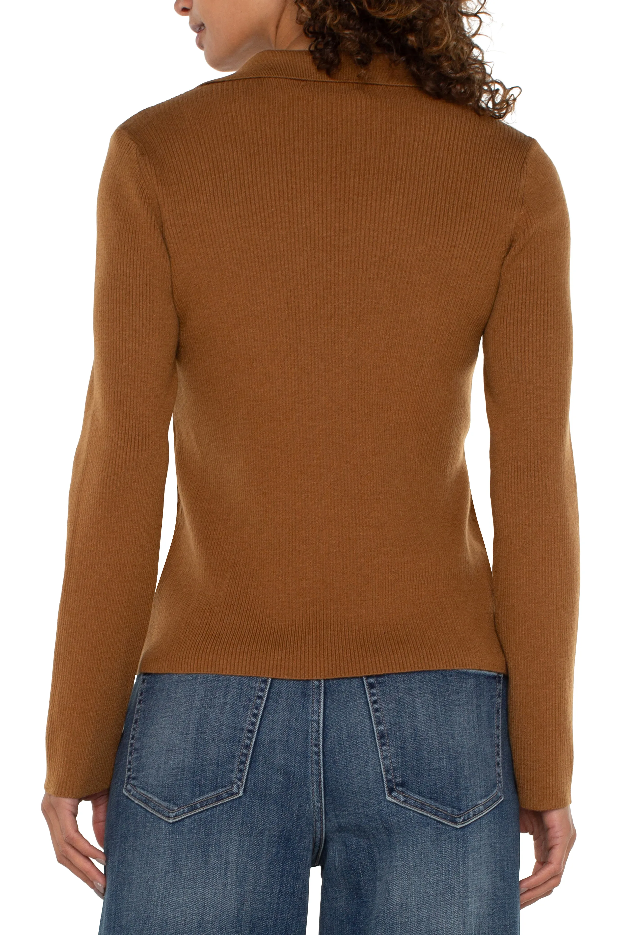 Long Sleeve V Neck Collard Sweater