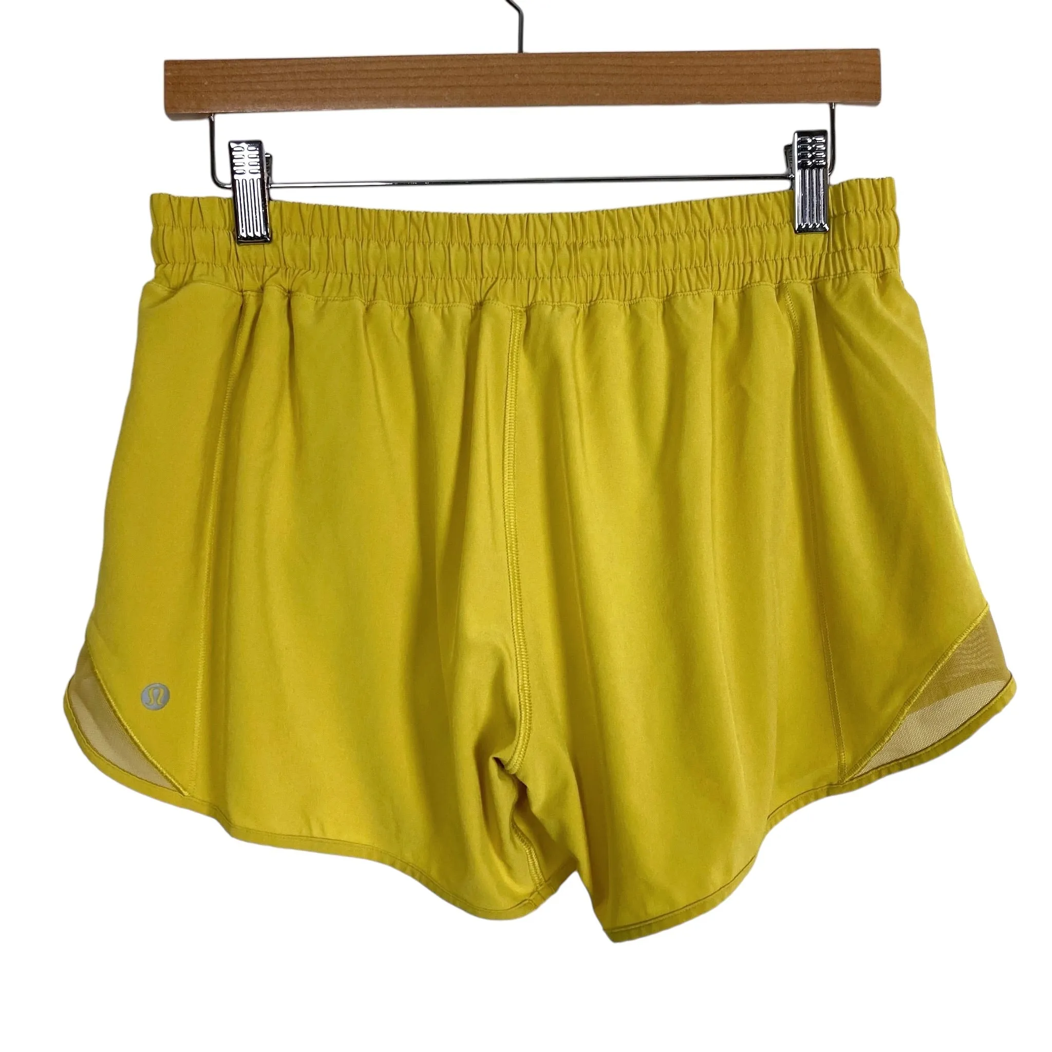 Lululemon Chartreuse with Side Mesh Peloton Running Shorts- Size 10 Tall