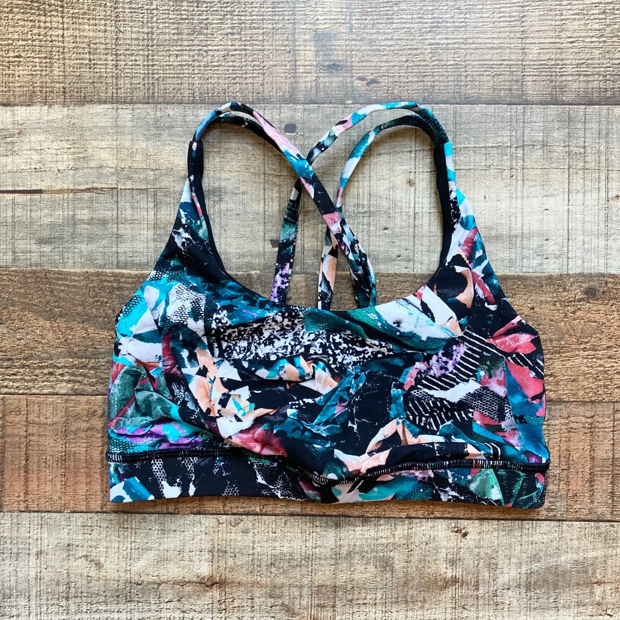 Lululemon Multi-Colored Pattern with Criss-Cross Straps Sports Bra- Size ~XS (see notes)