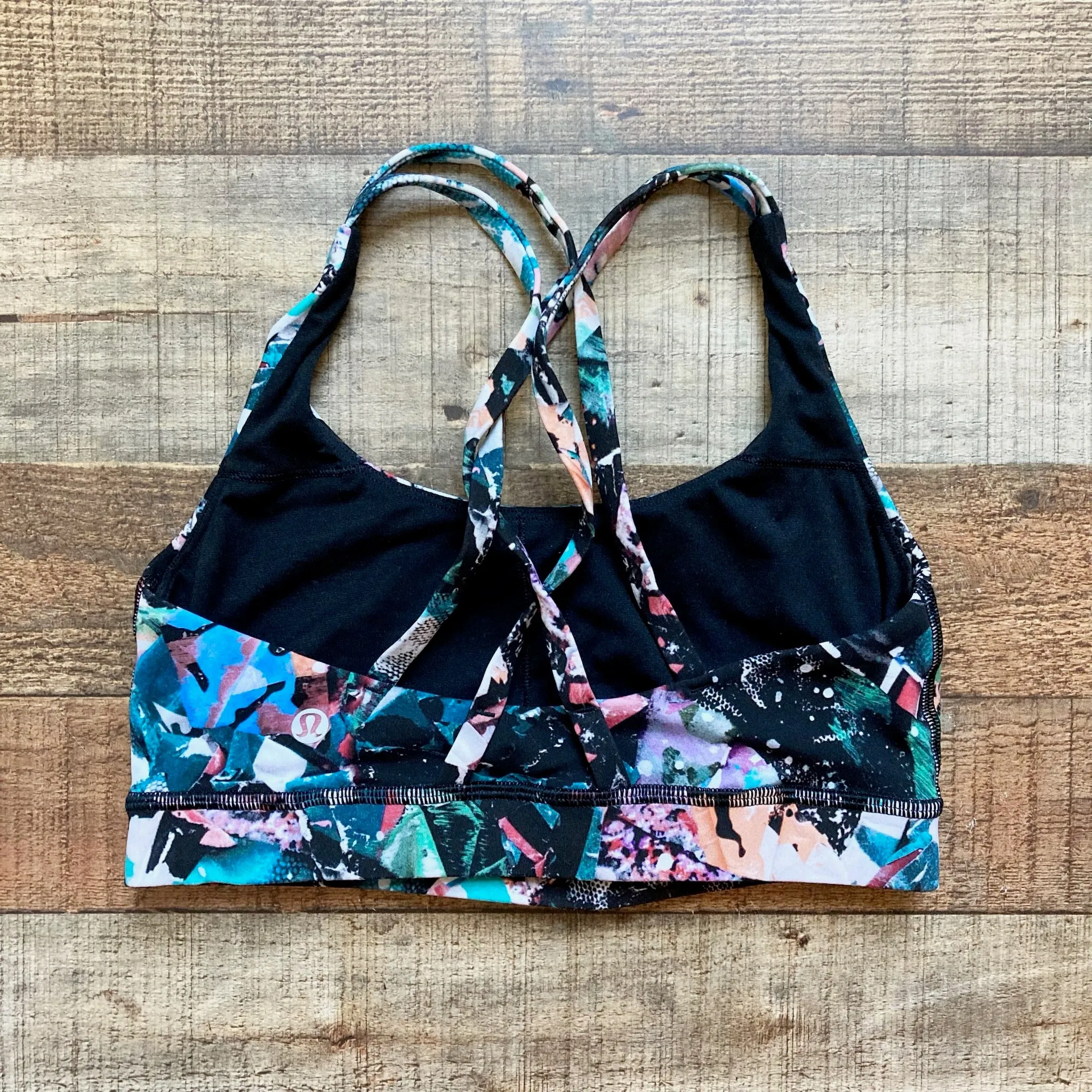 Lululemon Multi-Colored Pattern with Criss-Cross Straps Sports Bra- Size ~XS (see notes)