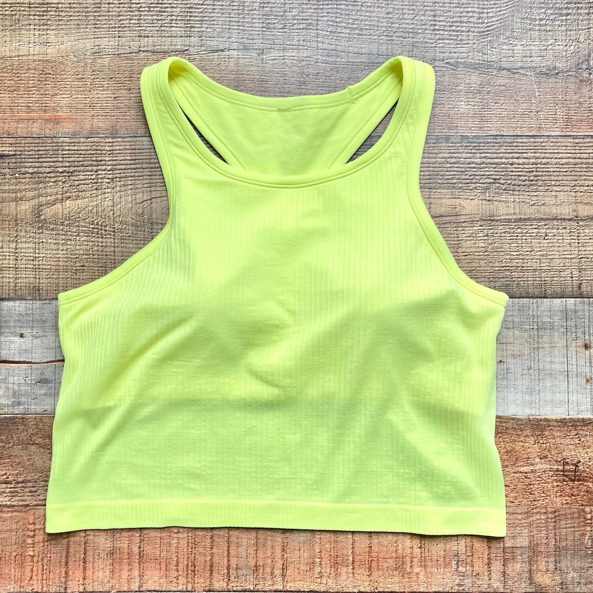 Lululemon Neon Ribbed Built in Bra Padded Tank- Size 12