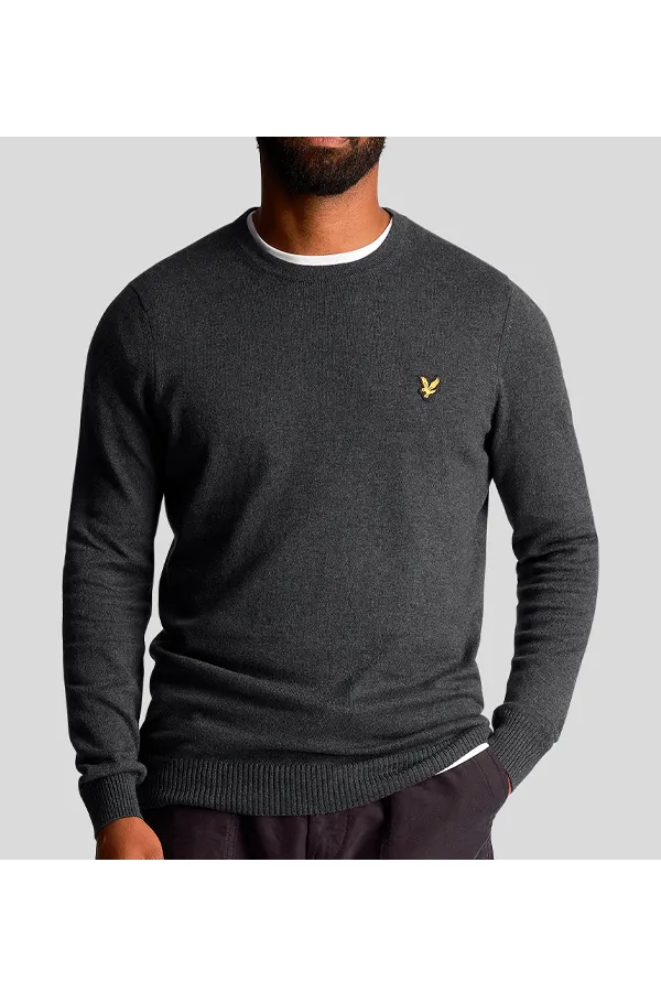 Lyle & Scott Merino Crew Knit Charcoal