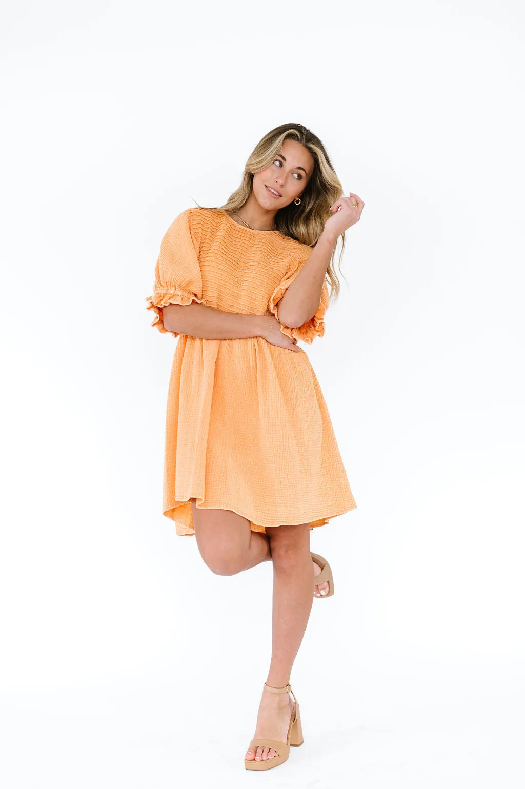 Mandy Dress in Tangerine