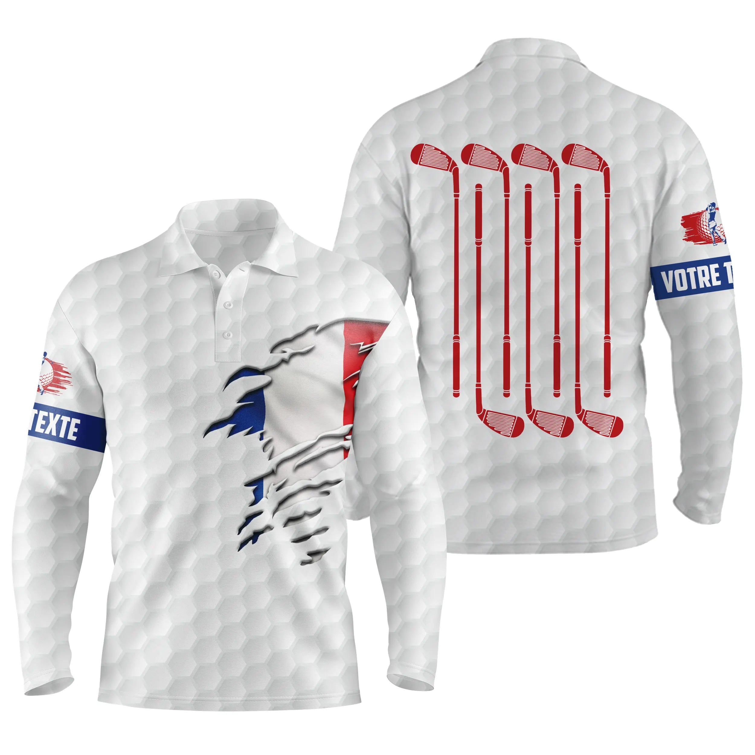 Meilleur Cadeau Golfeur Golfeuse, Polo de Sport Homme Femme, Polo à Séchage Rapide, Impression Drapeau France, Club de Golf - CT