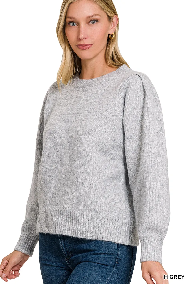 Melange Puff Sleeve Sweater