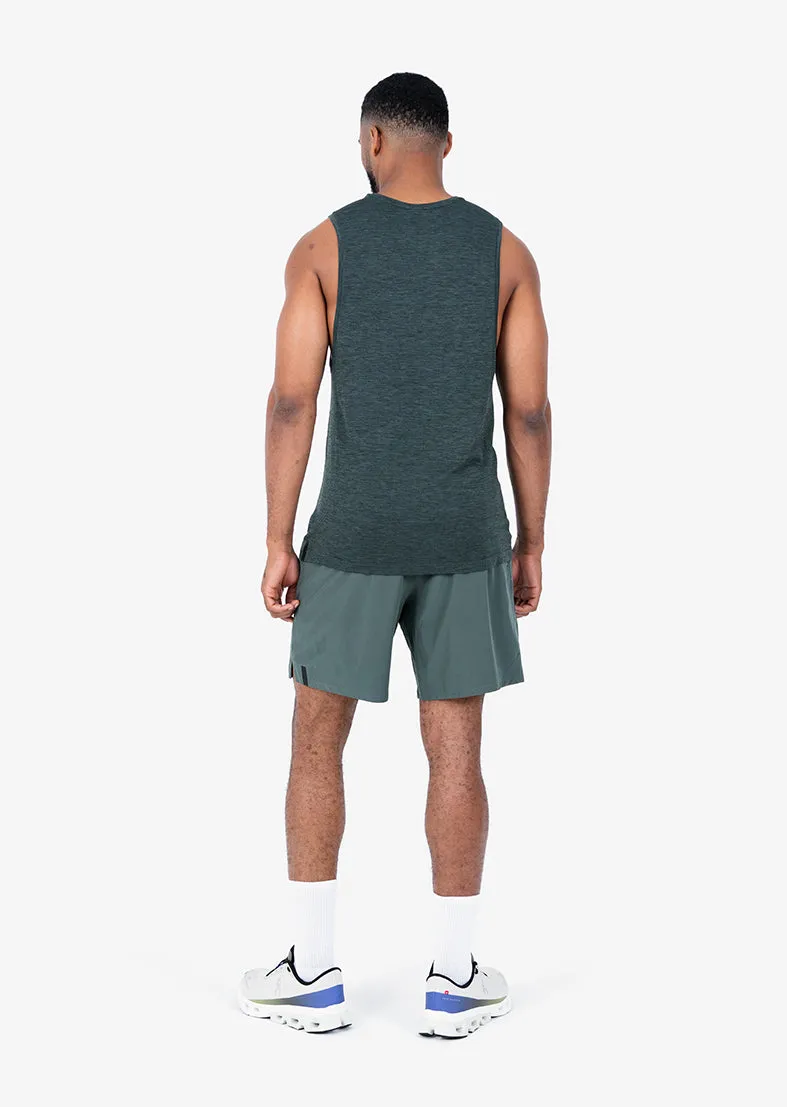 Mens Seamless Tank Khaki Green Melange