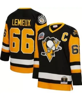 Mitchell & Ness Men's NHL Mario Lemieux Pittsburgh Penguins Big & Tall 1991 Captain Patch Line Player Jersey