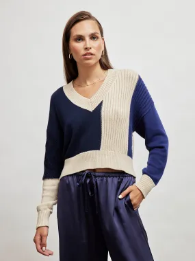 Mix Stitch Pullover - Dark Blue Multi