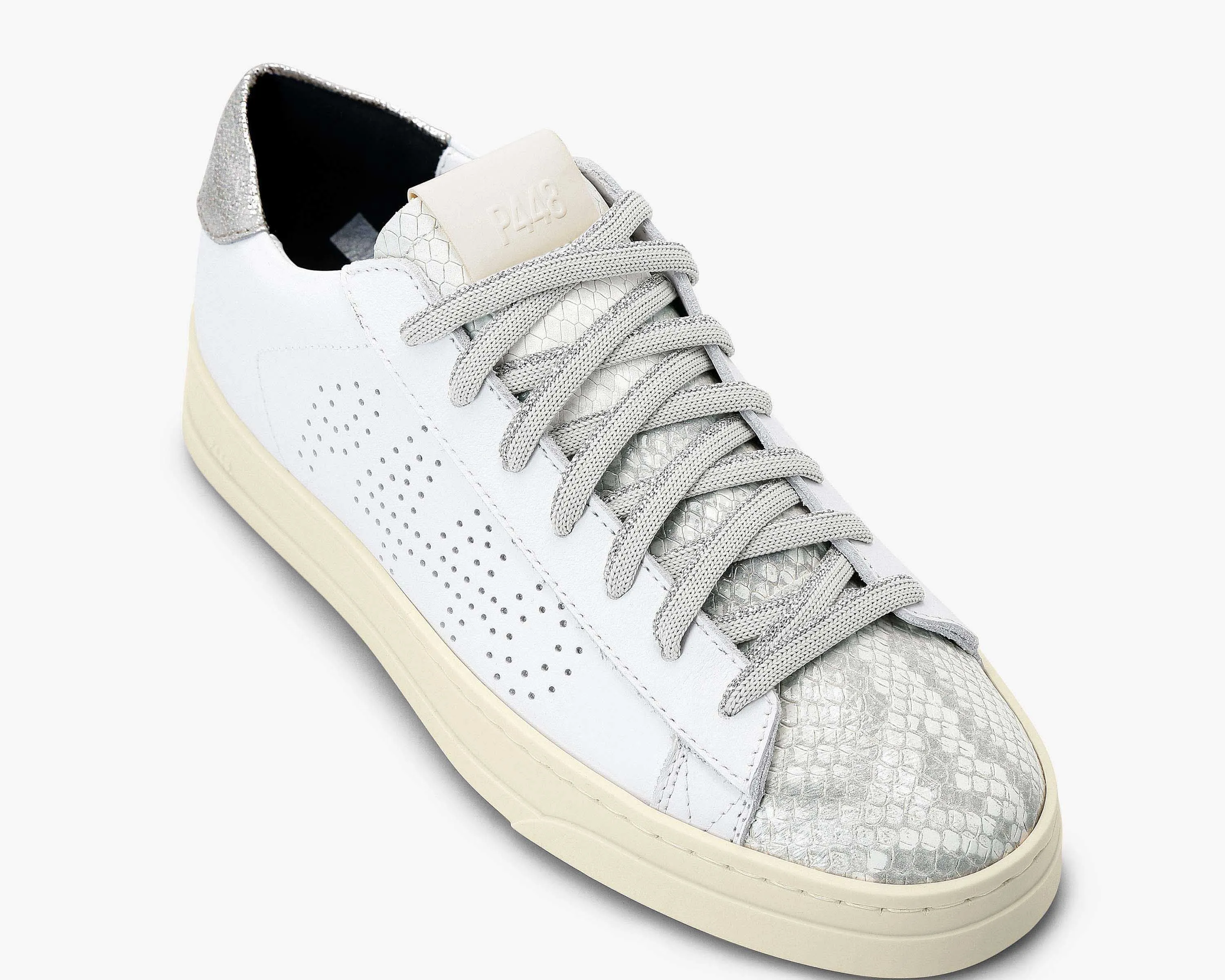 Molly Leather Python Metallic Sneaker - White