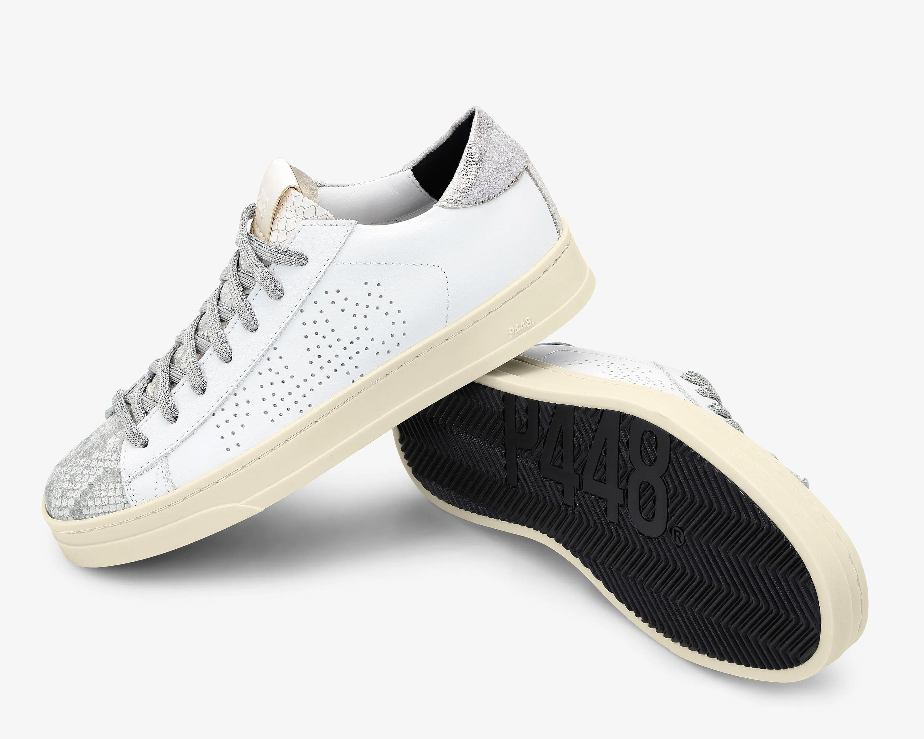 Molly Leather Python Metallic Sneaker - White