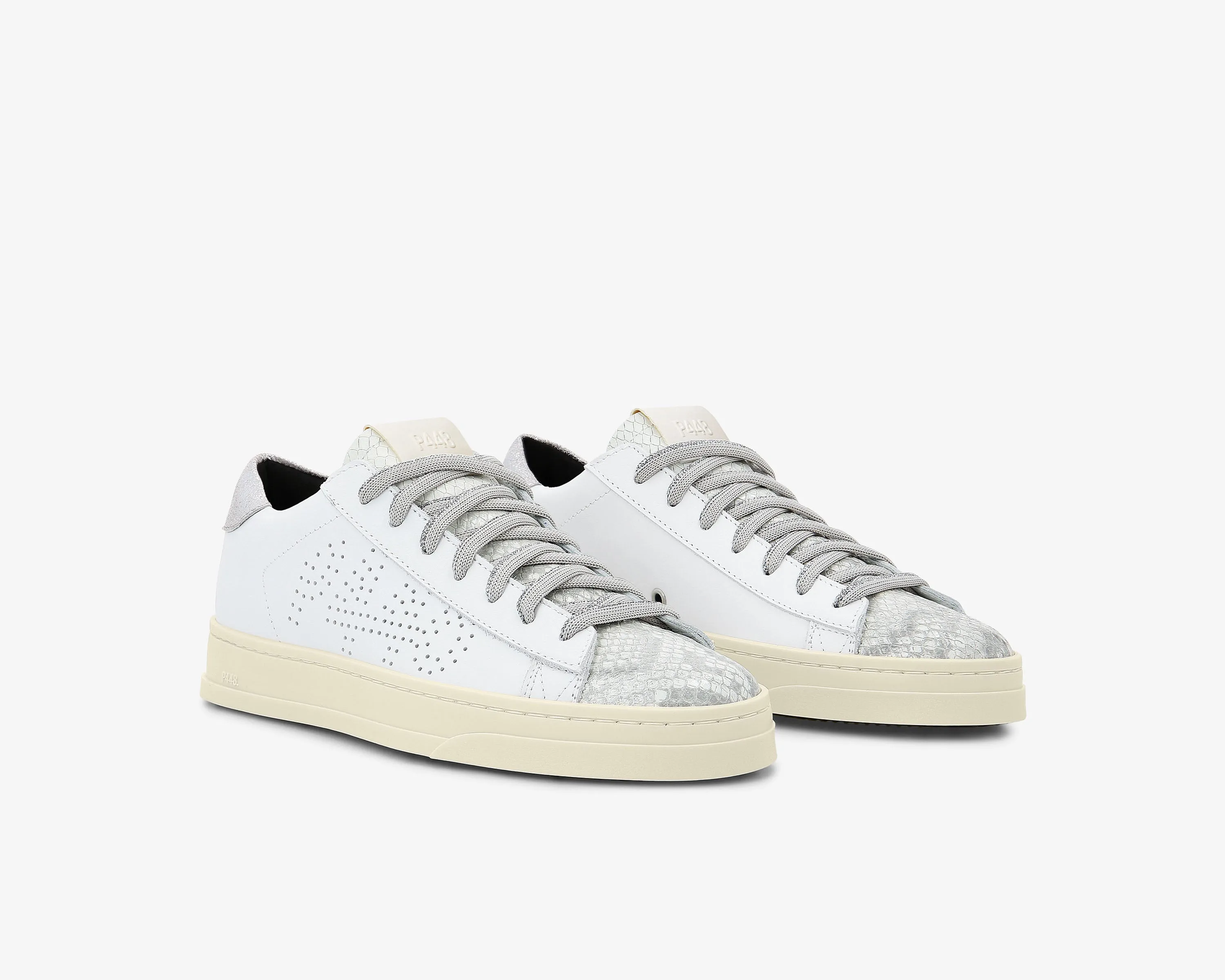 Molly Leather Python Metallic Sneaker - White