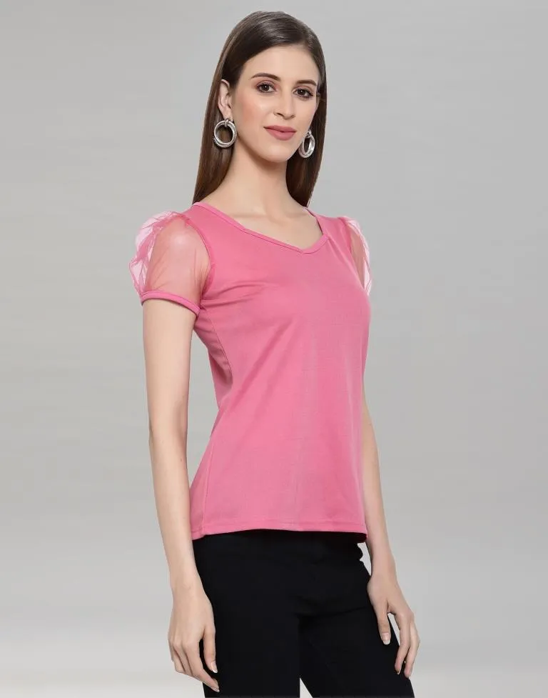 Pink Coloured Knitted Lycra Top