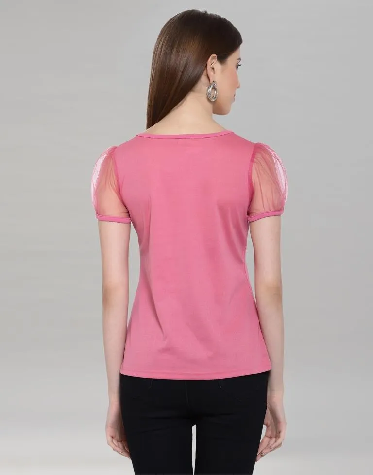 Pink Coloured Knitted Lycra Top