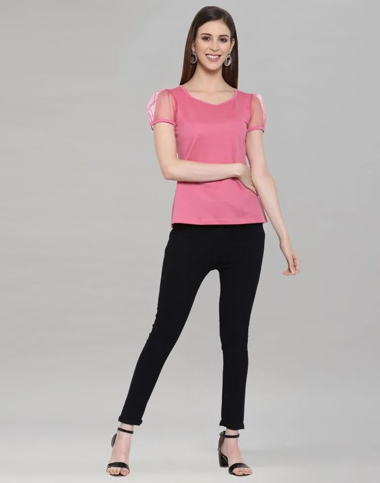 Pink Coloured Knitted Lycra Top