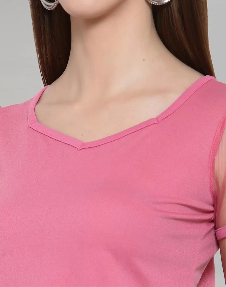 Pink Coloured Knitted Lycra Top