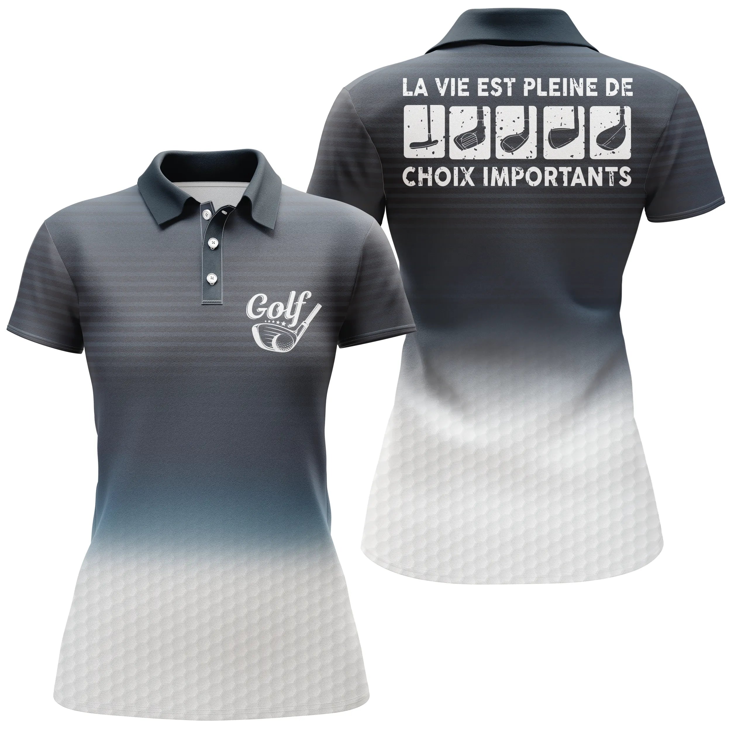 Polo de Golf, Cadeau Humour Golfeur, Golfeuse, Polo à Séchage Rapide Homme Femme, Club de Golf, La Vie Est Pleine De Choix Impor