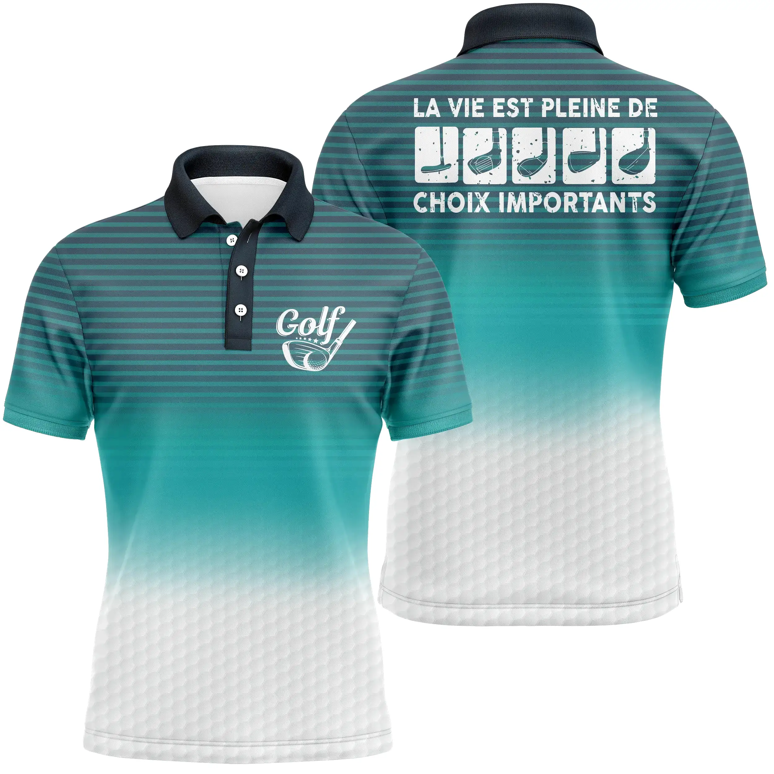 Polo de Golf, Cadeau Humour Golfeur, Golfeuse, Polo à Séchage Rapide Homme Femme, Club de Golf, La Vie Est Pleine De Choix Impor