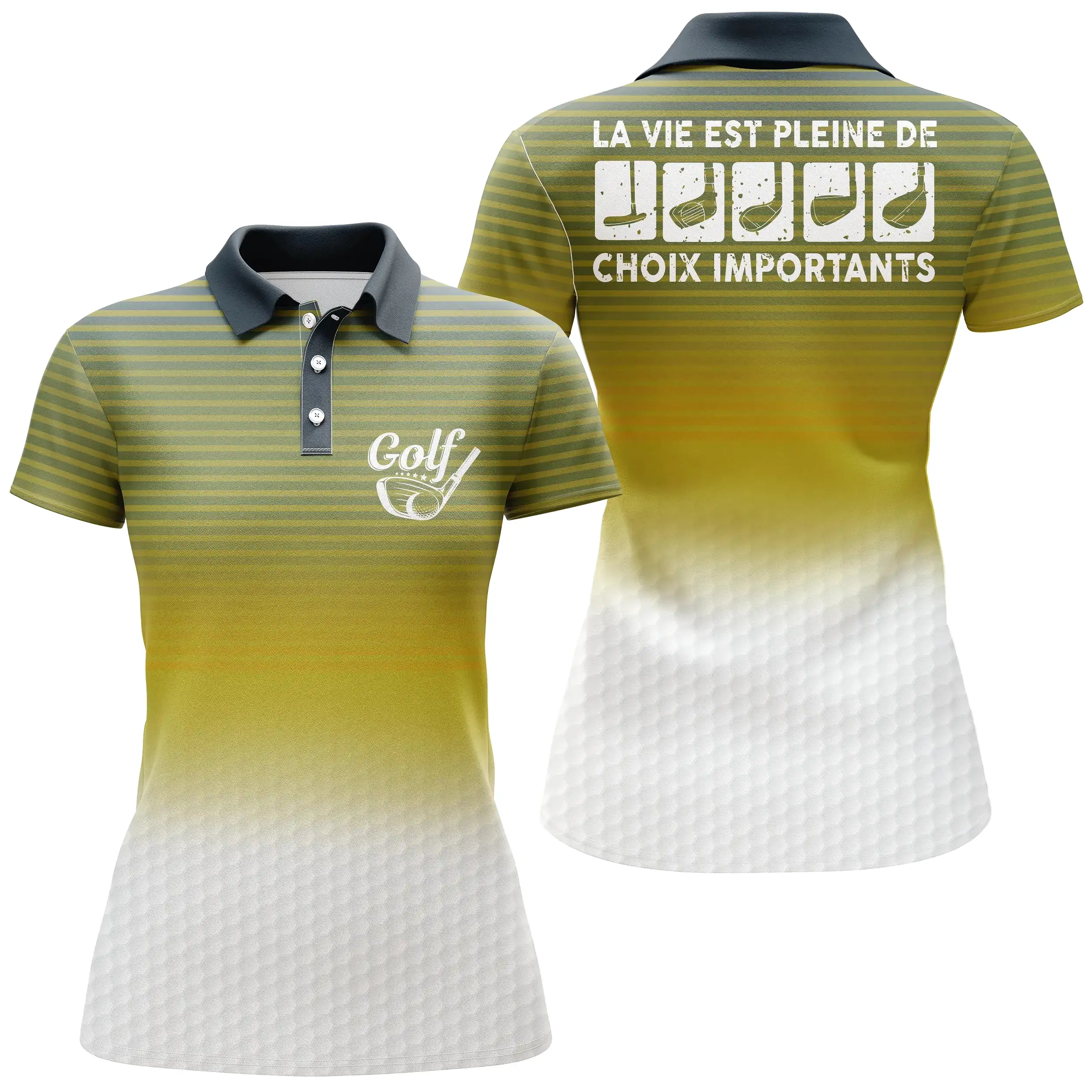 Polo de Golf, Cadeau Humour Golfeur, Golfeuse, Polo à Séchage Rapide Homme Femme, Club de Golf, La Vie Est Pleine De Choix Impor