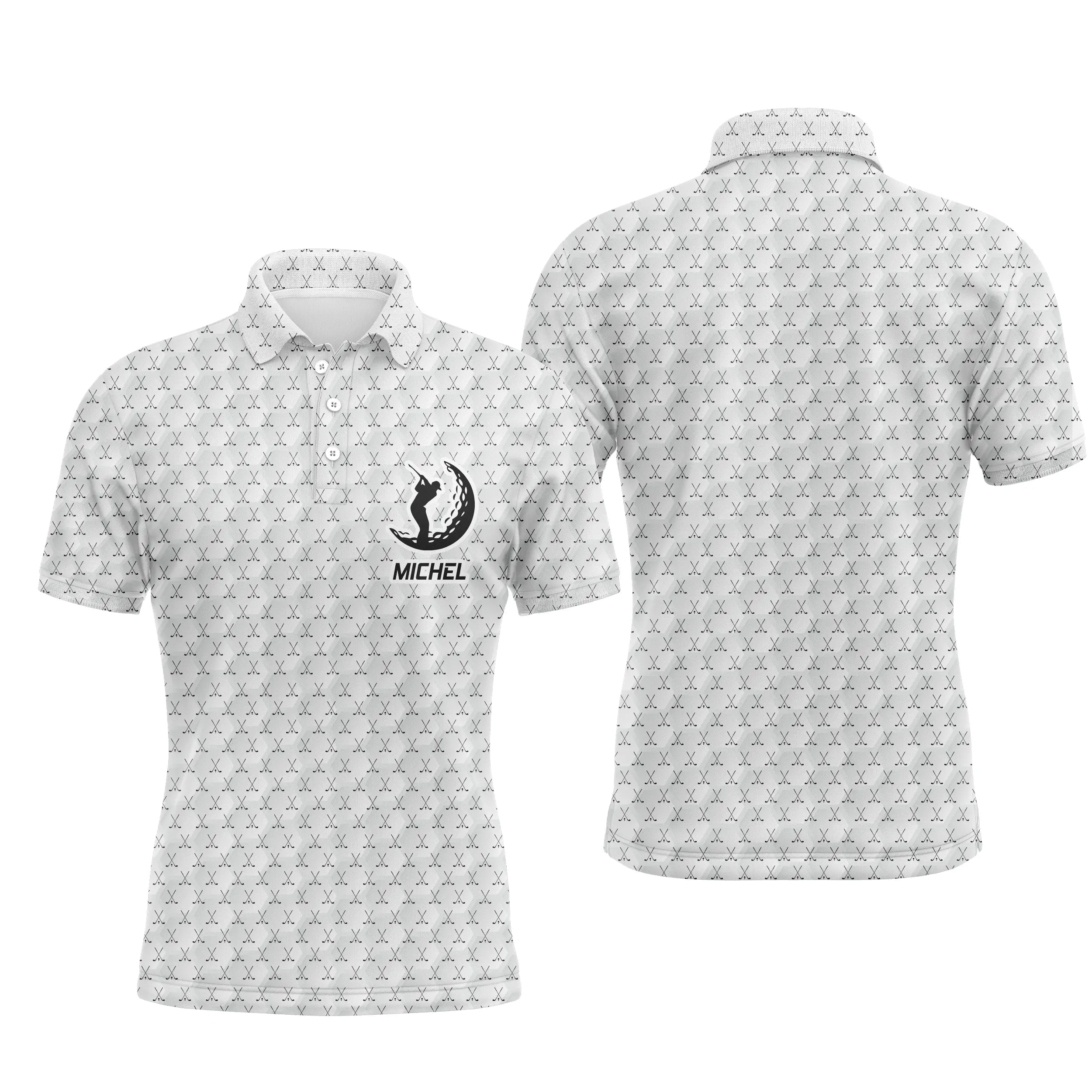 Polo de Golf, Cadeau Personnalisé Golfeur, Golfeuse, Polo à Séchage Rapide Homme Femme, Logo Balle de Golf, Motif Club de Golf -