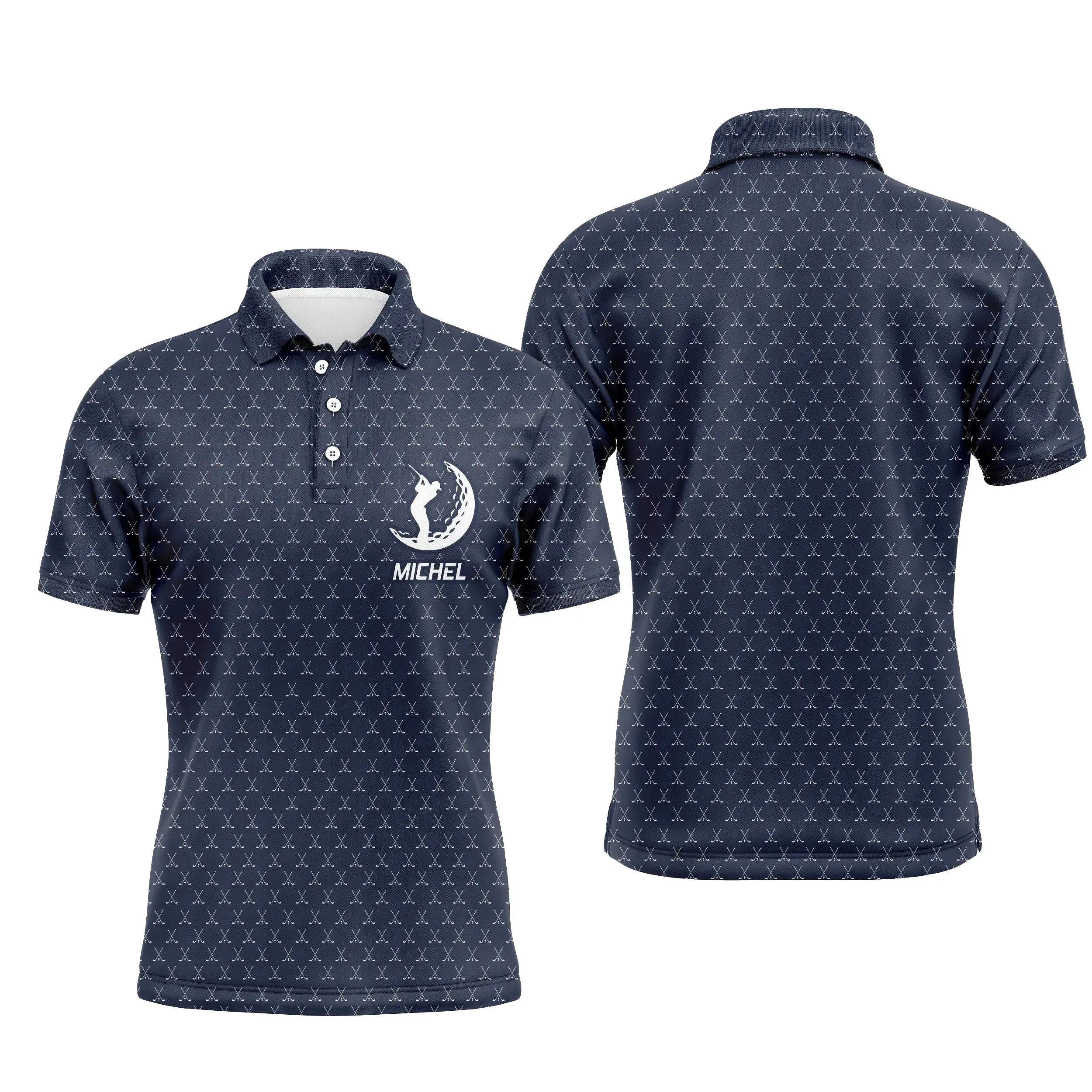 Polo de Golf, Cadeau Personnalisé Golfeur, Golfeuse, Polo à Séchage Rapide Homme Femme, Logo Balle de Golf, Motif Club de Golf -