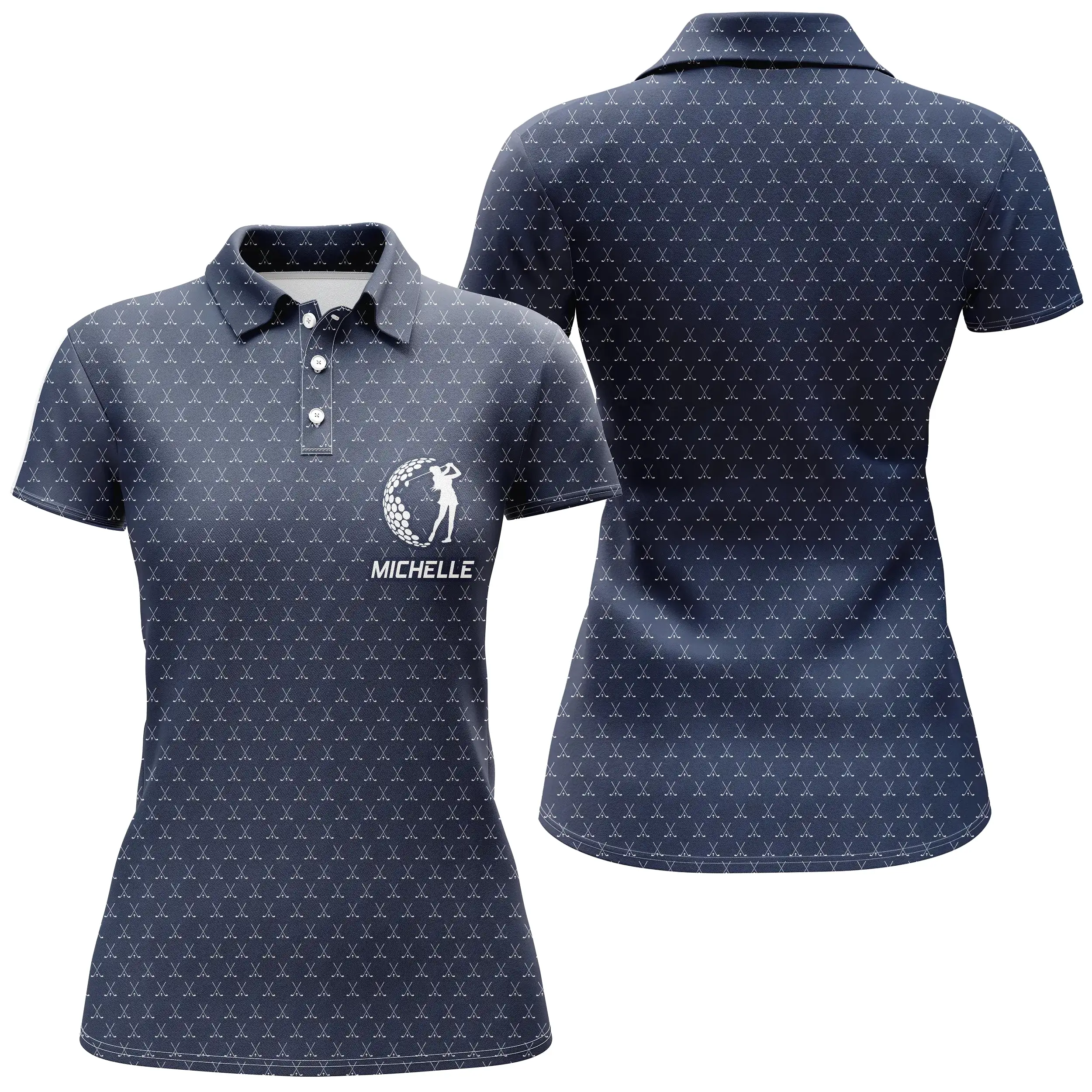 Polo de Golf, Cadeau Personnalisé Golfeur, Golfeuse, Polo à Séchage Rapide Homme Femme, Logo Balle de Golf, Motif Club de Golf -