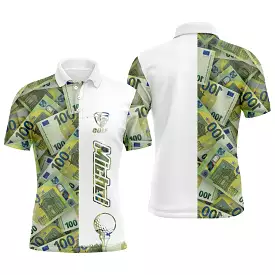 Polo de Golf Personnalisé, Motif Euro, Argent, Golfeur, Golfeuse, Balle de Golf, Polo à Séchage Rapide - CTS18052211