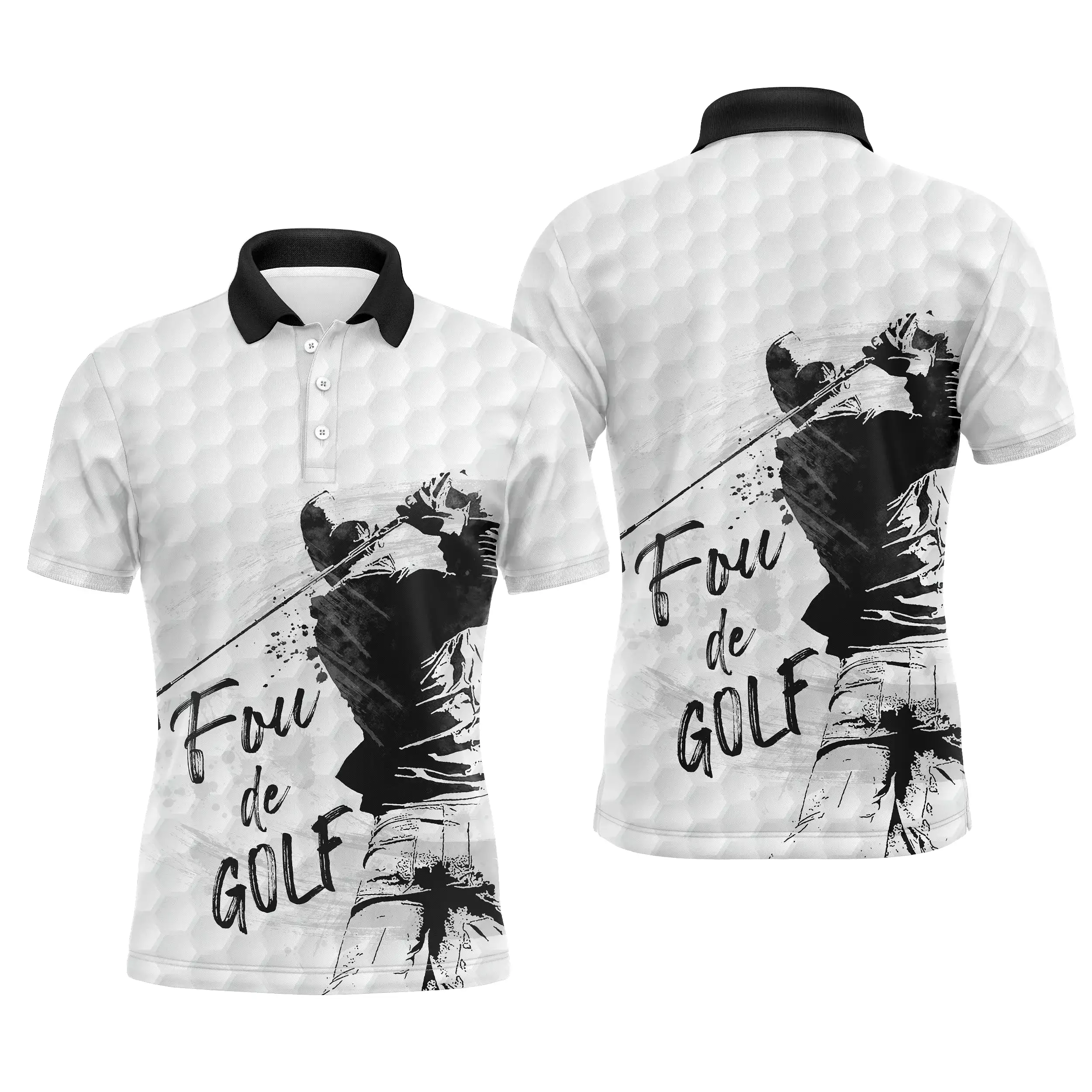 Polo pour Fan de Golf, Cadeau Humour Golf, Fou de Golf, Polo à Séchage Rapide Homme Femme, Impression Golfeur Balle de Golf - CT