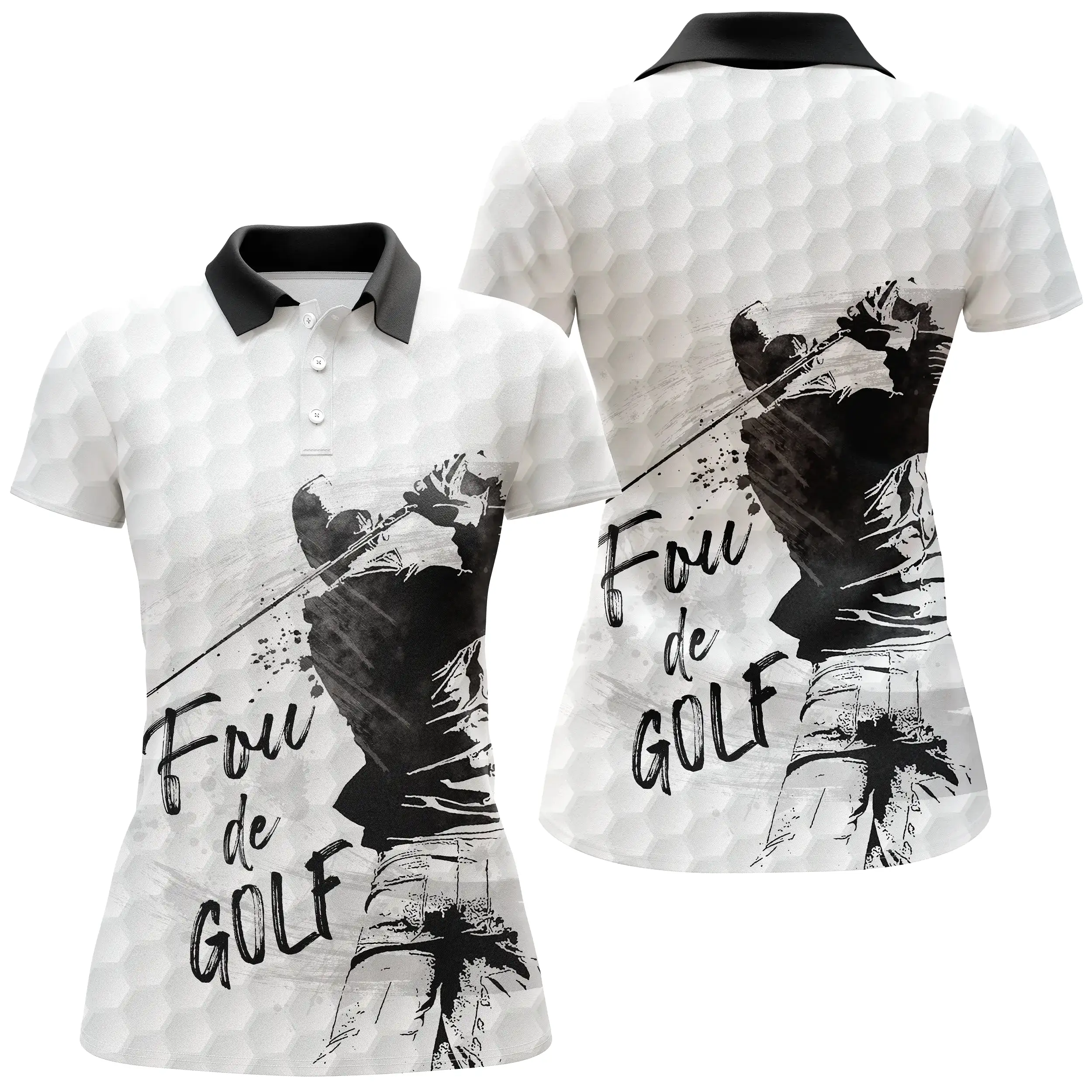 Polo pour Fan de Golf, Cadeau Humour Golf, Fou de Golf, Polo à Séchage Rapide Homme Femme, Impression Golfeur Balle de Golf - CT