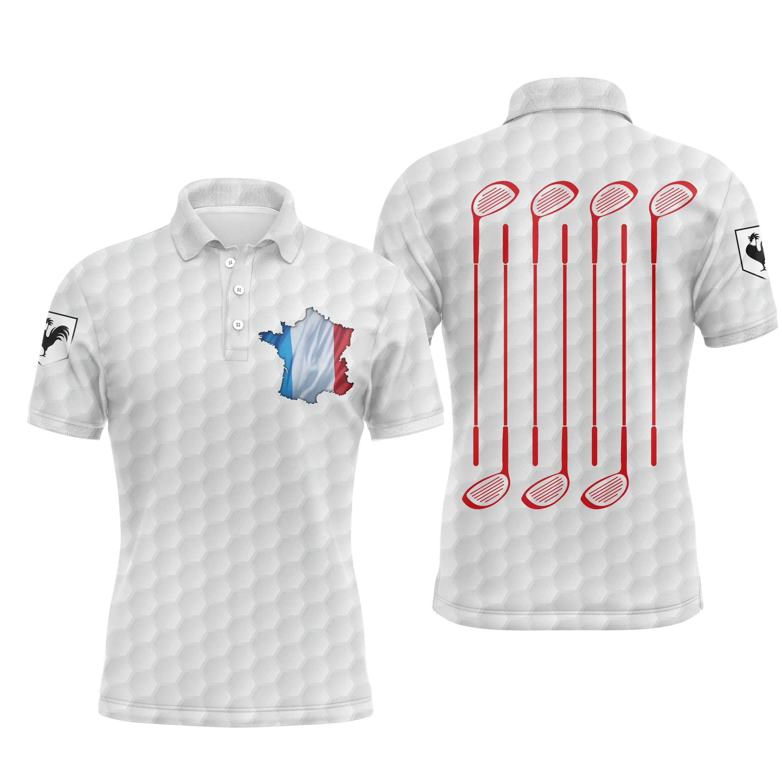 Polo Shirt pour Fan de Golf, Cadeau Original Golf, Polo à Séchage Rapide Homme Femme, Drapeau France, Club de Golf, Balle de Gol