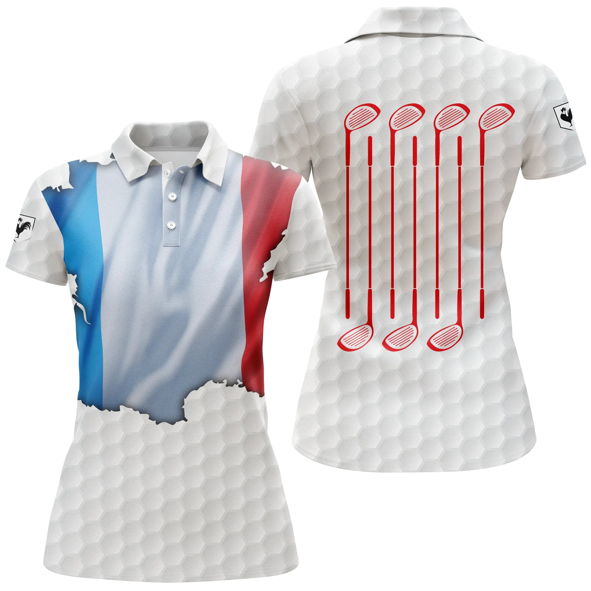 Polo Shirt pour Fan de Golf, Cadeau Original Golf, Polo à Séchage Rapide Homme Femme, Drapeau France, Club de Golf, Balle de Gol