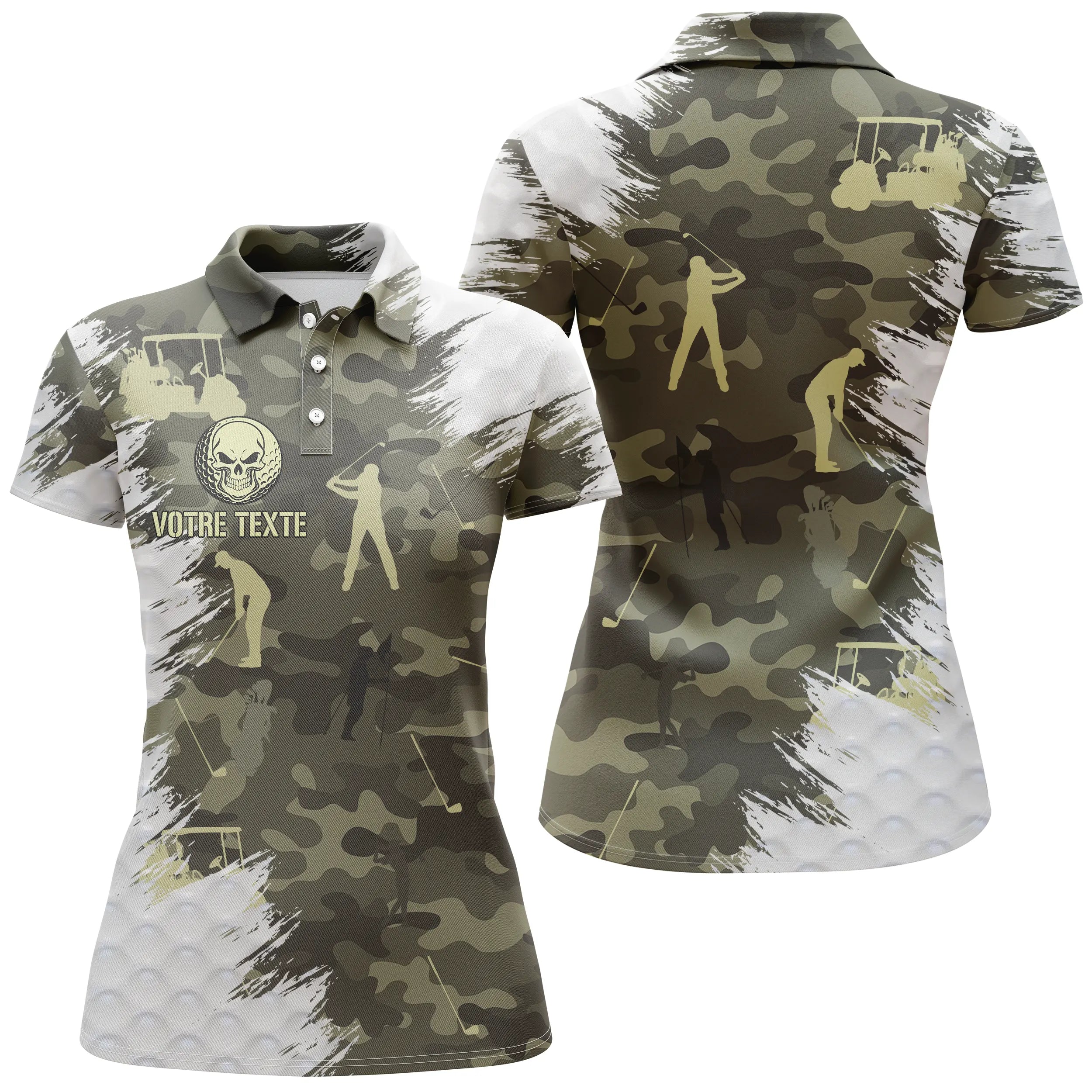 Polo Shirt Pour Homme et Femme, Cadeau Golfeur Personnalisé avec Texte-Logo, Polo à Séchage Rapide, Impression Camouflage, Golfe