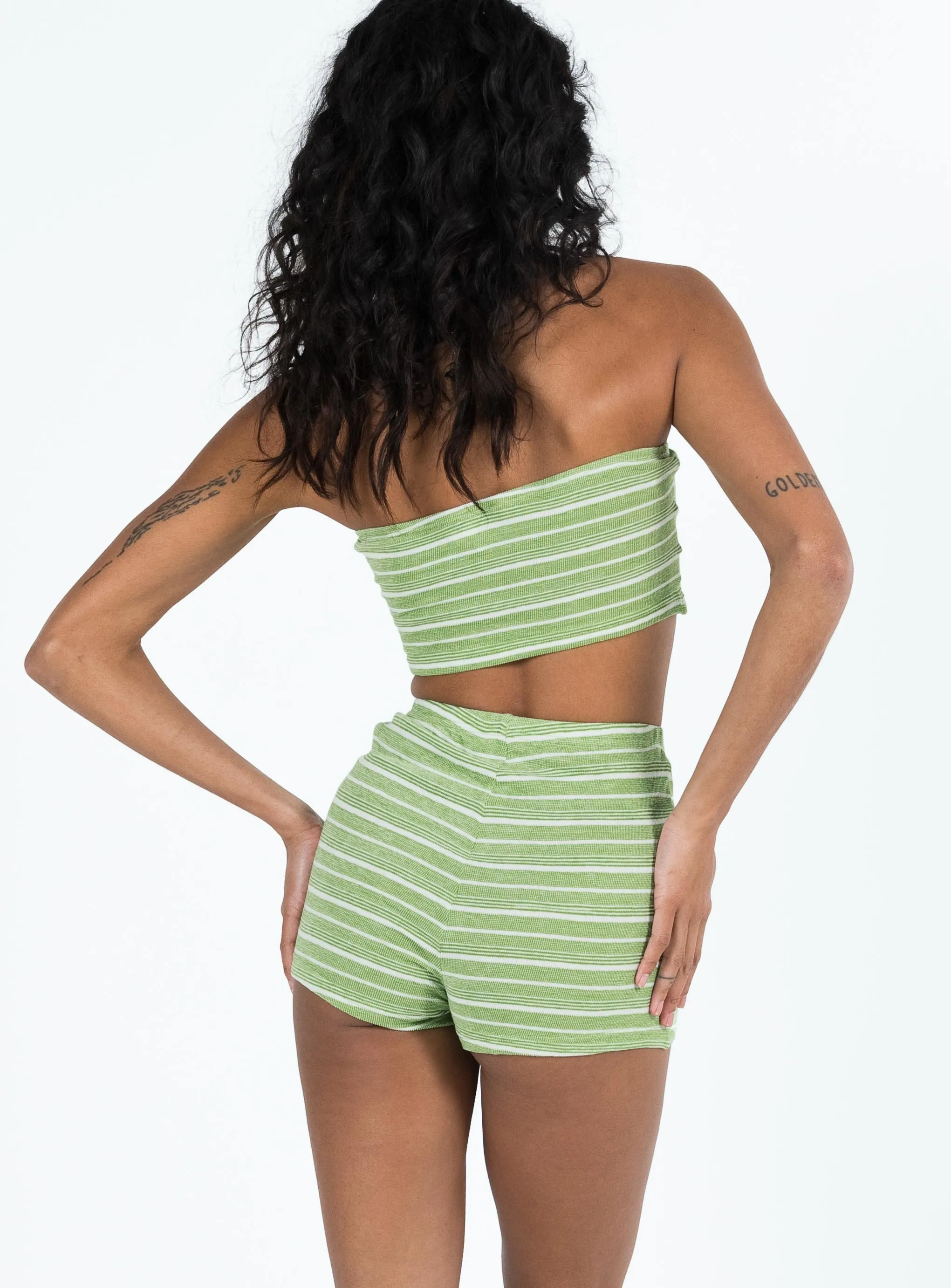 Pool Party Knit Shorts Green Stripe