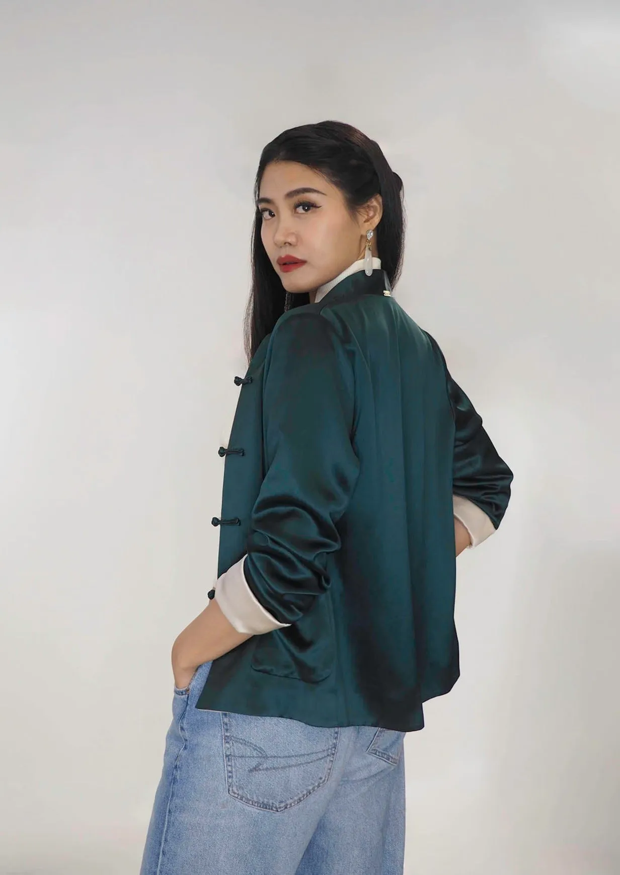 Reversible Tang Jacket (Emerald/ Champagne)